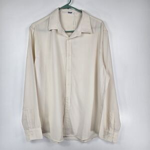 Coofandy Men's Size Large Cream Color Long Sleeve Button Up Shirt NWT